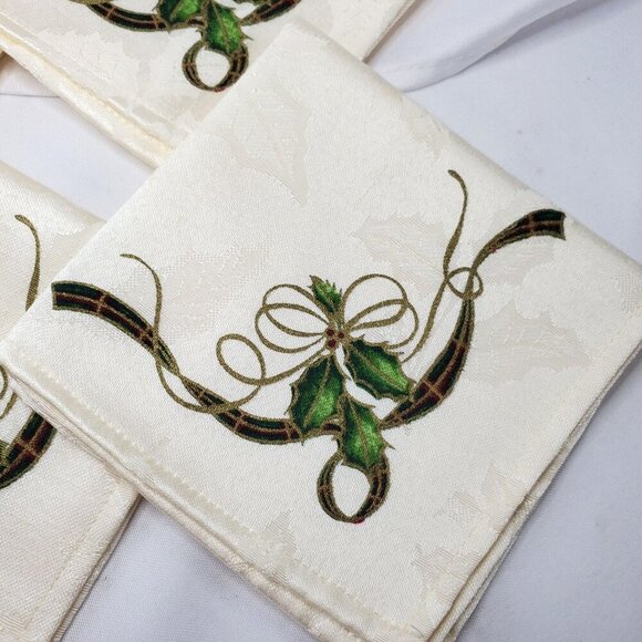 VTG Lenox Christmas Holiday Nouveau Dinner Napkins, 10” Square Set of  Jacquard - Picture 4 of 10